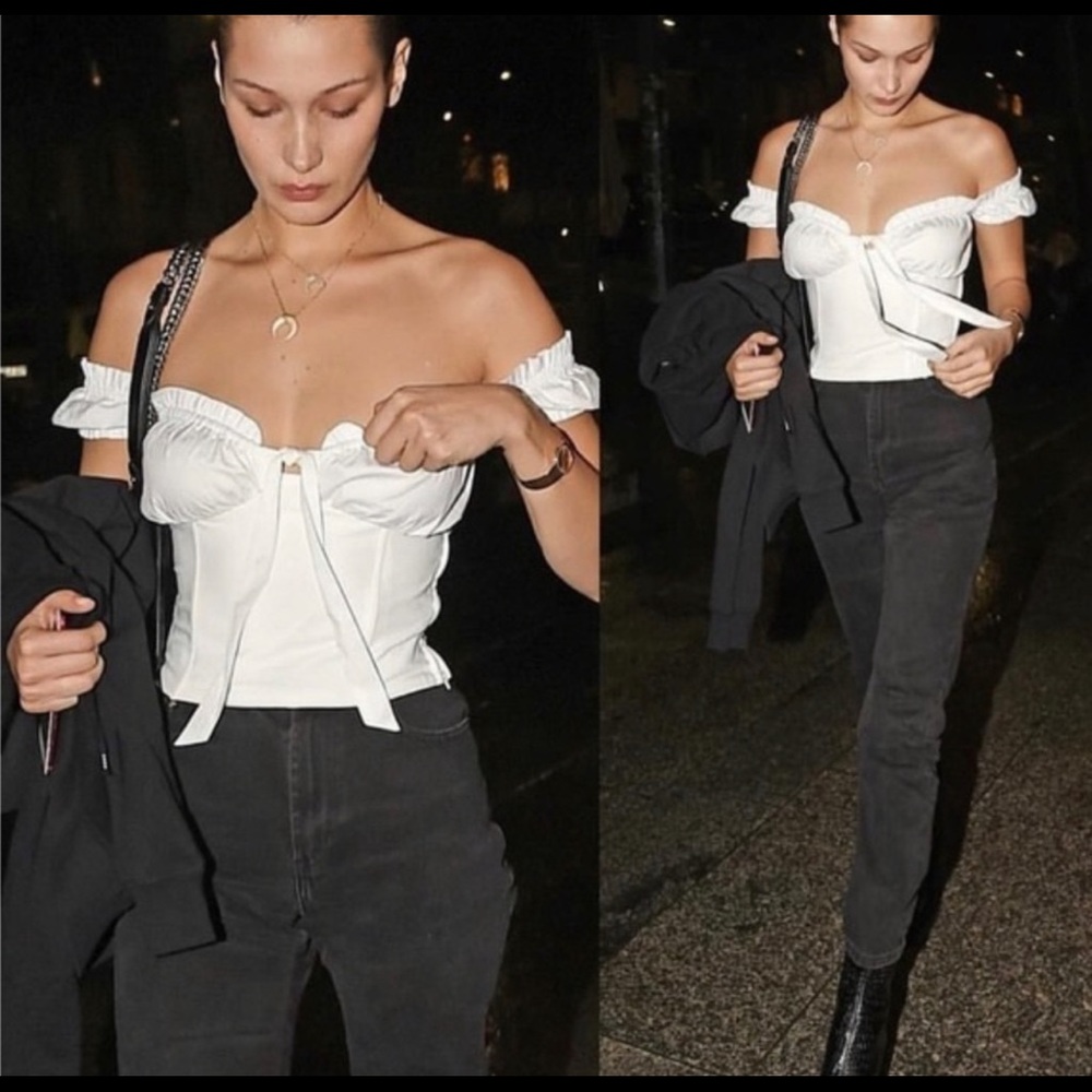 I.AM.GIA Naomi White Ruffled cropped top